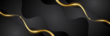 Altın çizgileri olan siyah ve altın soyut pankart