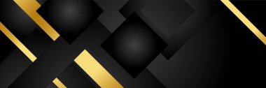 Altın çizgileri olan siyah ve altın soyut pankart