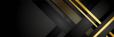 Altın çizgileri olan siyah ve altın soyut pankart