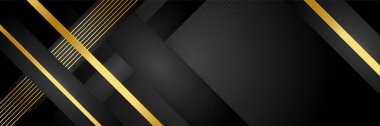 Altın çizgileri olan siyah ve altın soyut pankart