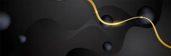 Чёрно Золотой Абстрактный Баннер Золотыми Линиями — стоковый вектор