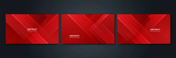 Uppsättning Abstrakt Röd Bakgrund Minimal Abstrakt Kreativ Överlappning Digital Bakgrund — Stock vektor