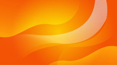 Kontrast turuncu eğimli dalga deseni. Çember çizgileri olan soyut ve dalgalı bir şirket arka planı. Vektör paneli tasarımı