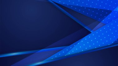 Vektör arkaplan uzun pankart şablonu. Yarım ton çizgileri olan soyut mavi eğimli arkaplan dalgalar altıgen daireler çiziyor