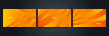 Dinamik daireli ve yarım tonlu soyut turuncu arka plan. Soyut modern arkaplan gradyan rengi. Geometrik şekilli ve yarım ton dekorasyonlu turuncu sarı gradyan.