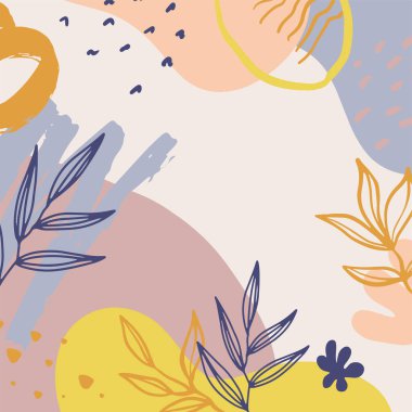 Çiçekli ve geometrik elementlere sahip soyut kare sanat şablonları. Sosyal medya paylaşımları için uygun. Zarif sürekli çizgi çizimi. Asgari düzeyde soyut yaratıcı evrensel sanatsal şablonlar