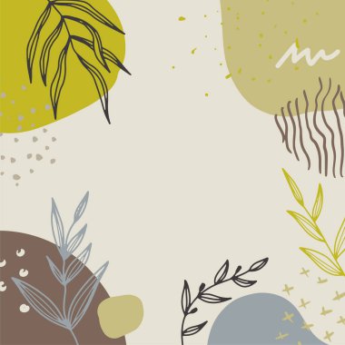 Metin için alanı olan organik minimal kare şablon seti. Posterler, davetiyeler, afişler ve sosyal medya hikayeleri için çağdaş vektör ilüstrasyonuName