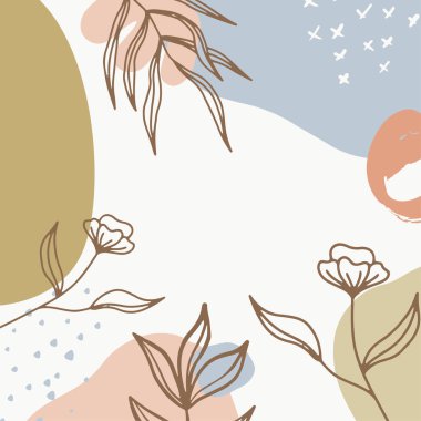 Metin için alanı olan organik minimal kare şablon seti. Posterler, davetiyeler, afişler ve sosyal medya hikayeleri için çağdaş vektör ilüstrasyonuName