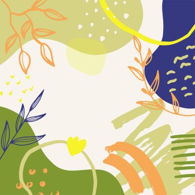 Metin için alanı olan organik minimal kare şablon seti. Posterler, davetiyeler, afişler ve sosyal medya hikayeleri için çağdaş vektör ilüstrasyonuName