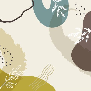 Sosyal ağ şablonu. Pastel renklerde çiçek elementlerinin resmedildiği modaya uygun soyut arka planlar. Ticari hesaplar için asgari tasarım kusursuz altyapılar