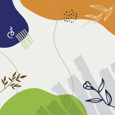 Sosyal ağ şablonu. Pastel renklerde çiçek elementlerinin resmedildiği modaya uygun soyut arka planlar. Ticari hesaplar için asgari tasarım kusursuz altyapılar