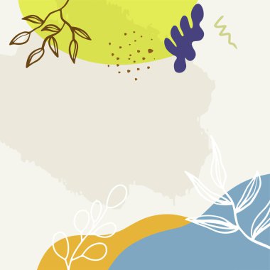 Elle çizilmiş organik şekilleri, dokuları ve çiçekleri olan çiçek çiçeği modern vektör çizimleri. Sosyal medya paylaşımları ve hikayeleri için modaya uygun yaratıcı altyapılar, afişler, markalaşma tasarımı, kapaklar.