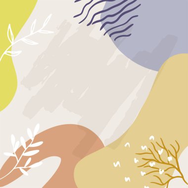 Lüks sosyal medya hikayeleri ve şablon vektör seti. Tropikal ve botanik sıcak toprak ton kare kaplama arkaplan koleksiyonu.