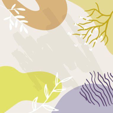 Lüks sosyal medya hikayeleri ve şablon vektör seti. Tropikal ve botanik sıcak toprak ton kare kaplama arkaplan koleksiyonu.