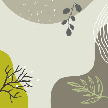 Lüks sosyal medya hikayeleri ve şablon vektör seti. Tropikal ve botanik sıcak toprak ton kare kaplama arkaplan koleksiyonu.