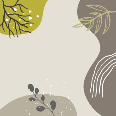 Lüks sosyal medya hikayeleri ve şablon vektör seti. Tropikal ve botanik sıcak toprak ton kare kaplama arkaplan koleksiyonu.