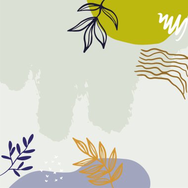 Lüks sosyal medya hikayeleri ve şablon vektör seti. Tropikal ve botanik sıcak toprak ton kare kaplama arkaplan koleksiyonu.