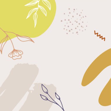 Çiçekli ve geometrik elementli pembe soyut kare şablonlar. Sosyal medya paylaşımları, mobil uygulamalar, afişler tasarımı ve İnternet / İnternet reklamları için elverişli.