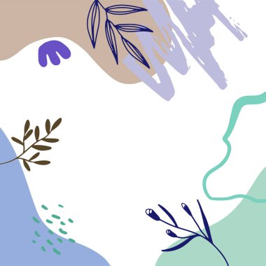 Sosyal medya hikayeleri ve yaratıcı vektör setleri. Metin ve resimler için arkaplan şablonunu çiçek deseni ve kopyalama alanı ile soyut şekillendirir. Vektör illüstrasyonu.