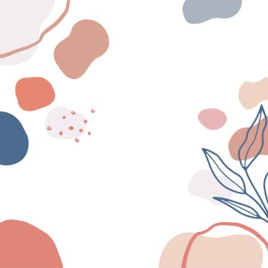 Yaratıcı sert boya kaplama tasarım arka plan vektörü. Davetiye, Parti kartı, Sosyal Vurgulama Kapakları ve hikayeler sayfası için metin tasarımı için kopya alanı ile en az modayı oluşturan organik şekiller