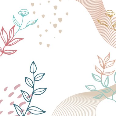Yaratıcı minimalist el çizimleri illüstrasyonları çiçek desenli pastel biege duvar dekorasyonu, kartpostal veya broşür kapağı tasarımı için basit daire şekli, afiş güzelliği ağı