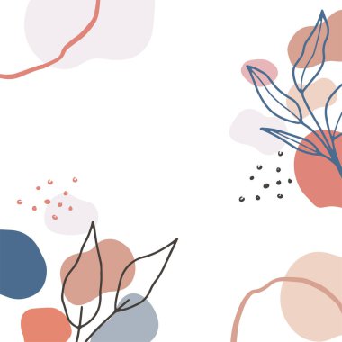 Sosyal medya hikayeleri, gönderiler, şablonlar. Metin için kopyalama alanı olan soyut çiçek vektör arkaplanı