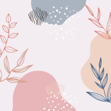 Yaratıcı minimalist el çizimleri illüstrasyonları çiçek desenli pastel biege duvar dekorasyonu, kartpostal veya broşür kapağı tasarımı için basit daire şekli, afiş güzelliği ağı