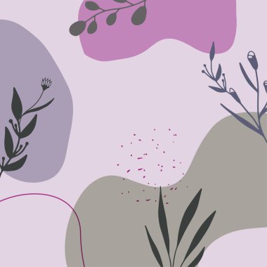 El boyası suluboya ve altın fırça dokusu, çiçek ve botanik yaprakların el çizimi. Duvar kağıdı, duvar sanatı, kapak, düğün ve davetiye kartı için soyut sanat tasarımı.