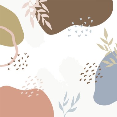 Çiçekli kare şablonlar. Bahar çiçekleri ve yapraklar. Sosyal medya gönderileri, mobil uygulamalar, kartlar, davetiyeler, afiş tasarımı ve web reklamları için düz biçim vektör illüstrasyonu, İnternet reklamları