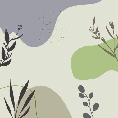 Sosyal medya hikayeleri ve yaratıcı vektör seti. Metin ve resim tasarımı için metin alanı olan arkaplan şablonu soyut renkli şekiller, çizgi sanatları, tropikal yapraklar toprak tonunun sıcak rengi