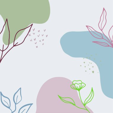 Kare Pastel Instagram sosyal medya şablonları ayarlandı. Çiçek unsurları ve sosyal medya gönderileri için geometrik unsurlara sahip asgari tarzda soyut arka planlar, web afişleri. Kare bulmaca kaynağı