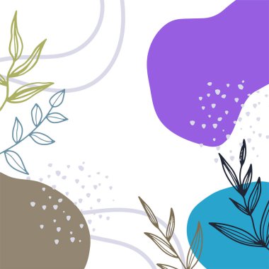 Vector design templates in simple modern style with copy space for text, flowers and leaves - wedding invitation backgrounds and frames, social media stories wallpapers, luxury stationery