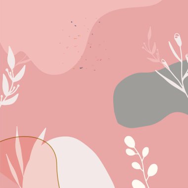 Modern kolaj tarzında asgari soyut organik şekillere sahip güzel pastel sosyal medya kare afiş şablonu. İskandinav renk temalı en düşük arkaplan