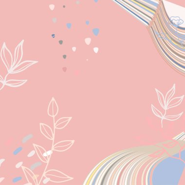 Modern kolaj tarzında asgari soyut organik şekillere sahip güzel pastel sosyal medya kare afiş şablonu. İskandinav renk temalı en düşük arkaplan