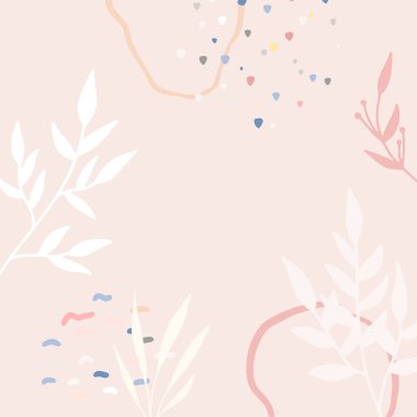 Modern kolaj tarzında asgari soyut organik şekillere sahip güzel pastel sosyal medya kare afiş şablonu. İskandinav renk temalı en düşük arkaplan