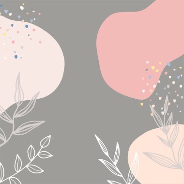 Modern kolaj tarzında asgari soyut organik şekillere sahip güzel pastel sosyal medya kare afiş şablonu. İskandinav renk temalı en düşük arkaplan