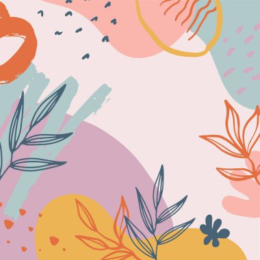 Trendy geometric forms, textures, strokes, abstract and floral decor elements. Vector design templates for wedding invitation and frames, social media stories wallpaper, luxury stationery