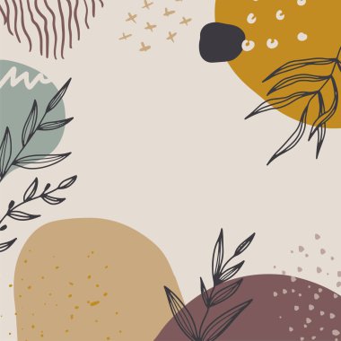 Soyut sanat arka plan vektörü. Altın çizgili sanat çiçekli, botanik yapraklı, organik şekilli, suluboyalı lüks duvar kağıdı. Pankart, poster, Web ve Paketleme için vektör arkaplanı.