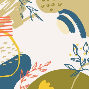 Botanik soyut organik şekiller, arka plan vektörünü sıcak toprak renkleriyle şekillendirir. Web geçmişi, sosyal öyküler, baskı, kapak, duvar kağıdı, duvar sanatı, kırtasiye, markalaşma, paketleme için modern sanat tasarımı.