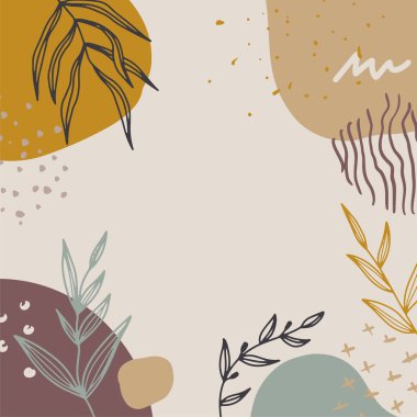 Moda düz basit biçimdeki vektör illüstrasyonu - metin için kopya alanı ile bahar ve yaz arkaplanı - manzara