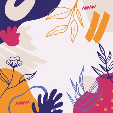 Soyut arkaplan suluboya dünya tonu botanik ve altın çizgi