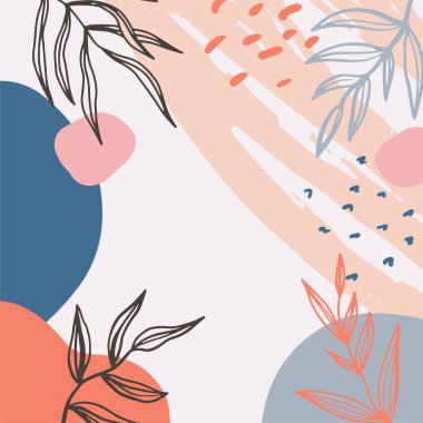 Gönderiler için soyut çiçek arkaplan seti. Metin için kopyalama alanı olan boho biçiminde vektör modası en düşük şablonlar