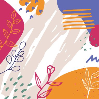 Moda düz basit biçimdeki vektör illüstrasyonu - metin için kopya alanı ile bahar ve yaz arkaplanı - manzara