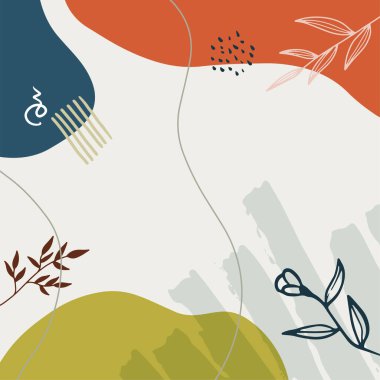 Taslak yapraklı minimalist soyut arkaplan