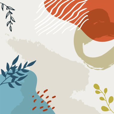 Metin, çiçek ve yapraklar için kopyalama alanı olan basit modern tarzda vektör tasarım şablonları - düğün davetiyesi arka planı ve çerçeveleri, sosyal medya hikayeleri duvar kağıtları