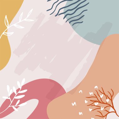 Soyut sanat arka plan vektörü. Altın çizgili sanat çiçekli, botanik yapraklı, organik şekilli, suluboyalı lüks duvar kağıdı. Pankart, poster, Web ve Paketleme için vektör arkaplanı.