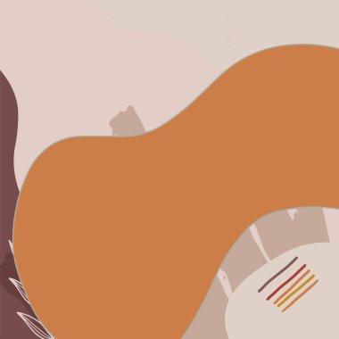 Yaratıcı minimalist el çizimlerinin kare afişi illüstrasyonlar çizimi çiçekli bej rengi İskandinav bej rengi duvar dekorasyonu, kartpostal, broşür ve sosyal medya için soyut şekil