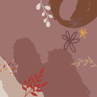 Yaratıcı minimalist el çizimlerinin kare afişi illüstrasyonlar çizimi çiçekli bej rengi İskandinav bej rengi duvar dekorasyonu, kartpostal, broşür ve sosyal medya için soyut şekil