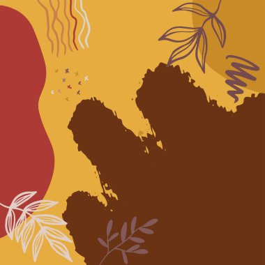 Yaratıcı minimalist el çizimlerinin kare afişi illüstrasyonlar çizimi çiçekli bej rengi İskandinav bej rengi duvar dekorasyonu, kartpostal, broşür ve sosyal medya için soyut şekil