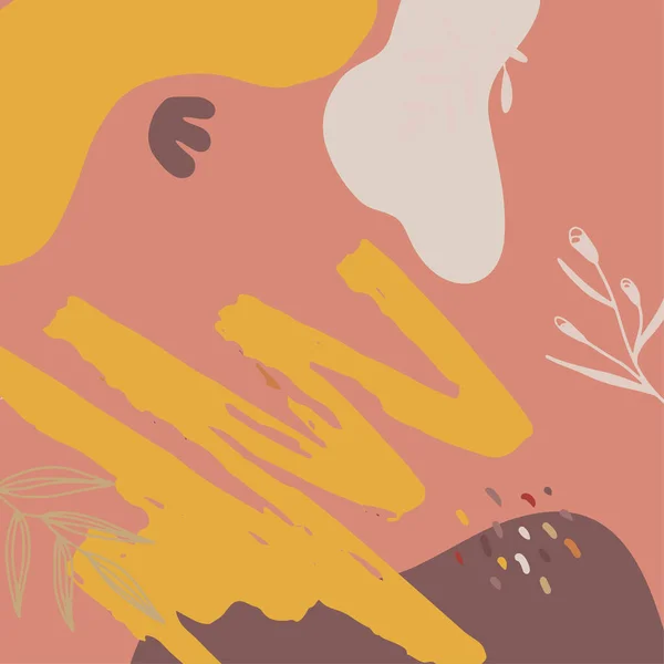Bannière Carrée Fond Illustrations Créatives Minimalistes Dessiner Main Contour Floral — Image vectorielle
